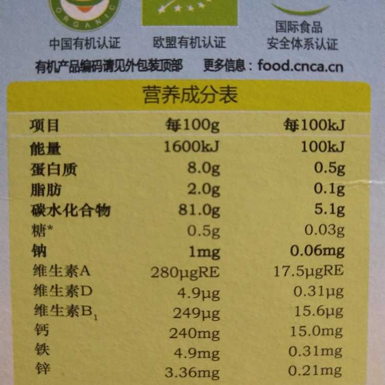 糙米营养成分表100克图片